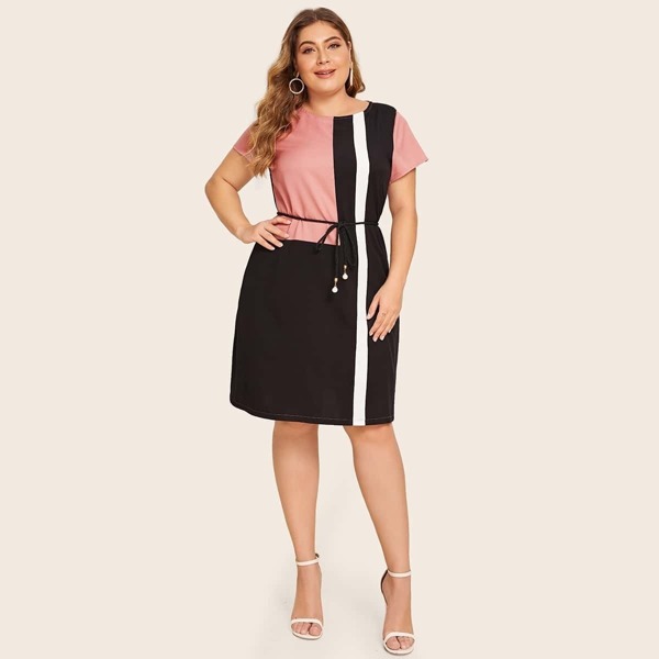 

Plus Cut And Sew Belted Dress