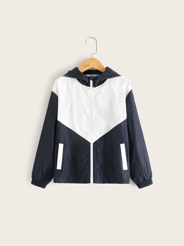 

Boys Two Tone Zip Up Windbreaker Jacket, Multicolor