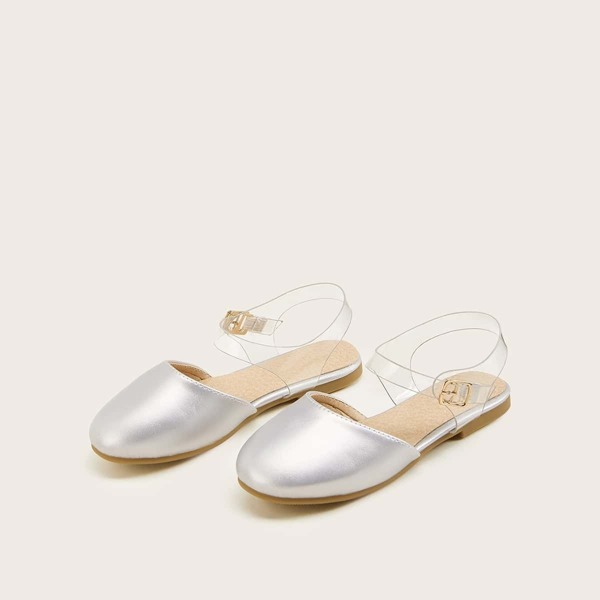 

Toddler Girls Metallic PVC Panel Flats
