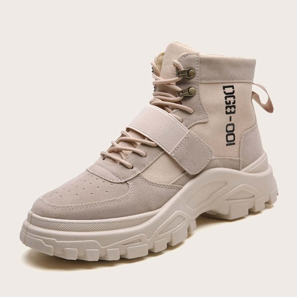 

Men Lace-up Front Velcro Strap Ankle Boots