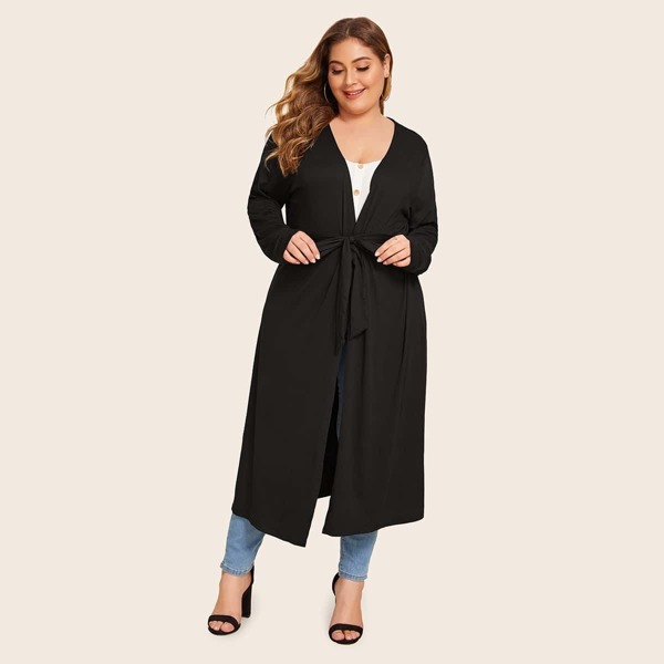 

Plus Open Front Belted Kimono
