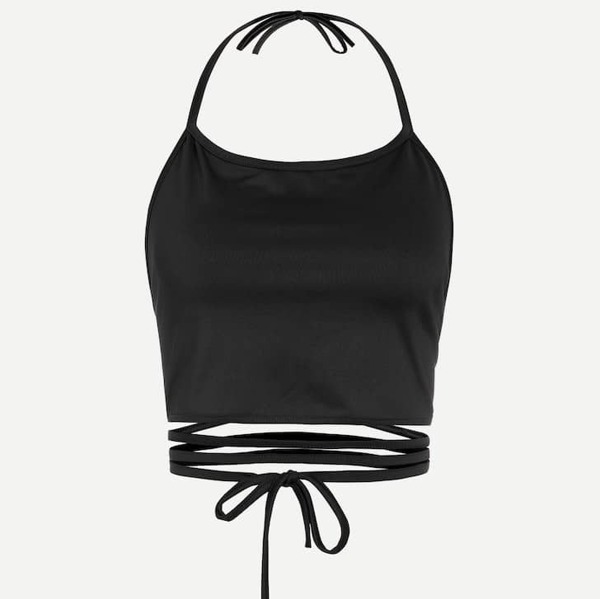 

Plus Tie Front Backless Halter Top