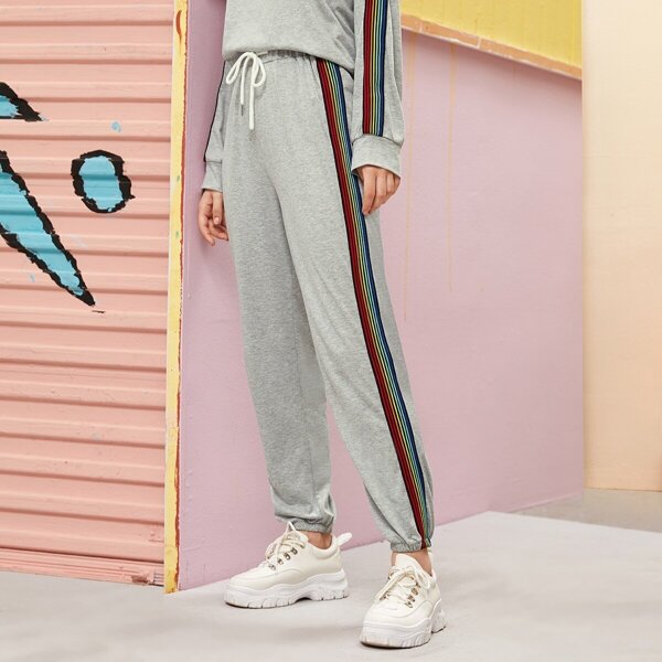 

Contrast Tape Drawstring Waist Sweatpants