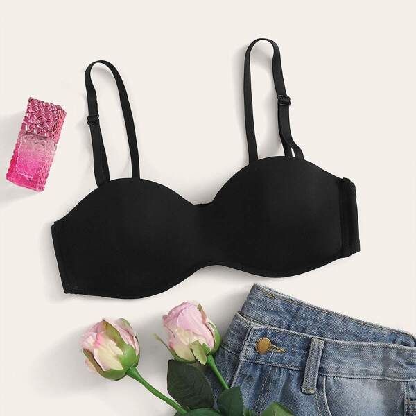 

Adjustable Strap Underwire Bra, Black