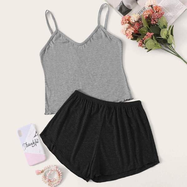 

Lettuce Trim Rib Cami Pajama Set
