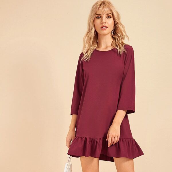 

Button Back Ruffle Hem Dress