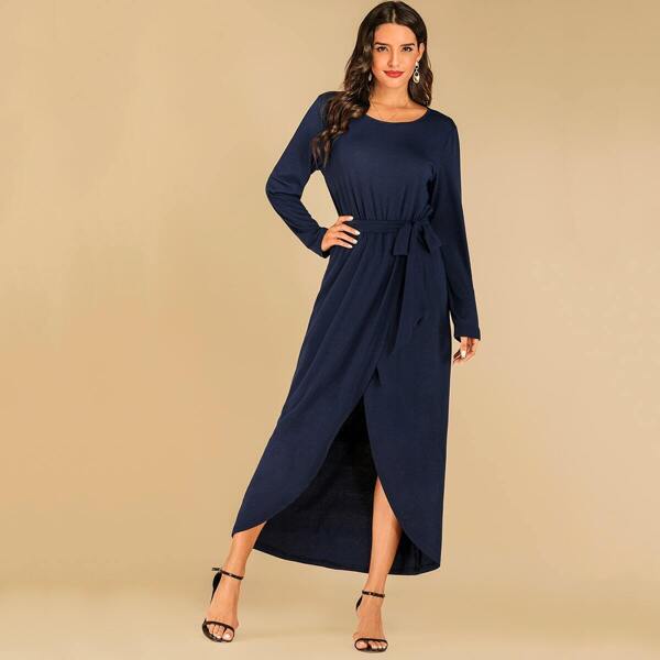 

Tulip Hem Self Tie Dress
