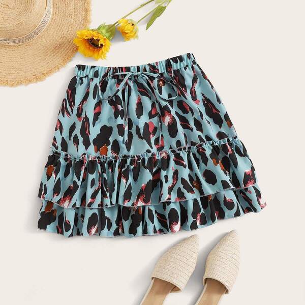 

Leopard Print Tiered Layer Frill Skirt