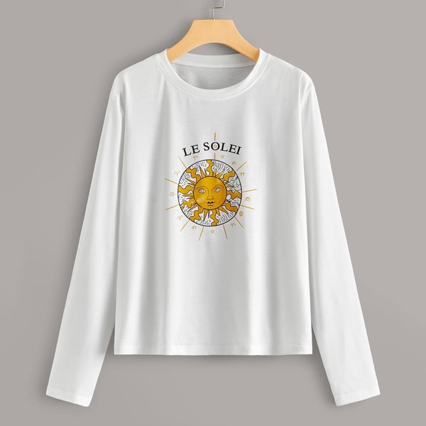 

Letter & Sun Print Tee, White