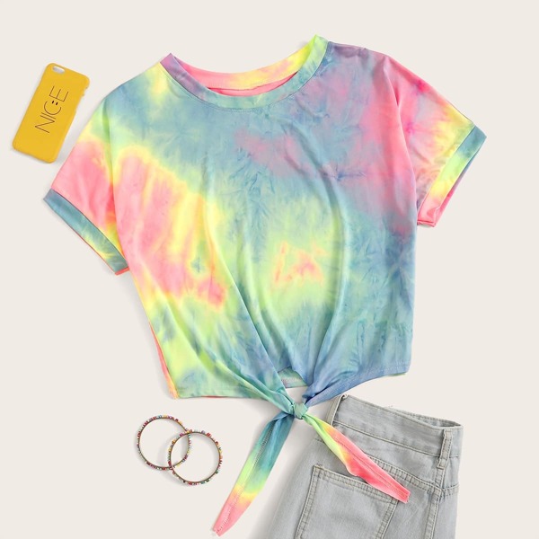 

Tie Dye Knot Hem Tee