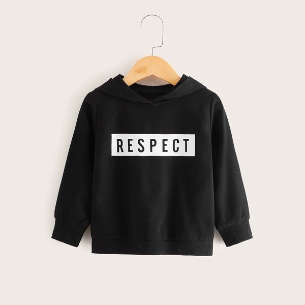 

Toddler Boys Letter Print Hooded Sweatshirt