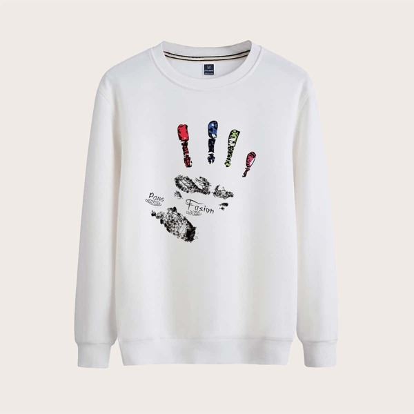 

Men Crew Neck Palm And Letter Sweatshirt