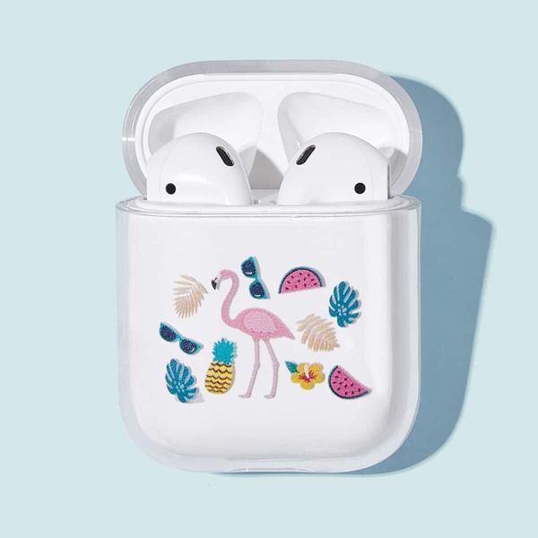 

Flamingos & Pineapple Pattern Airpods Box Protector, Clear
