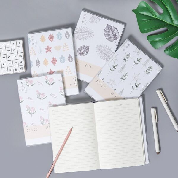 

Random Leaf Print Cover Notebook 1pack