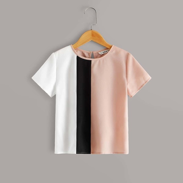 

Girls Keyhole Back Cut-and-sew Top