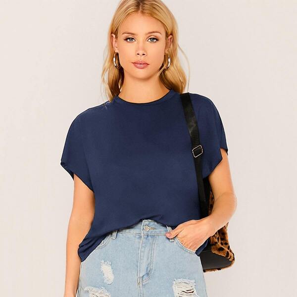 

Solid Batwing Sleeve Top