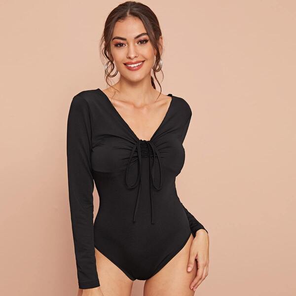 

Tie Front Ruched Bodysuit