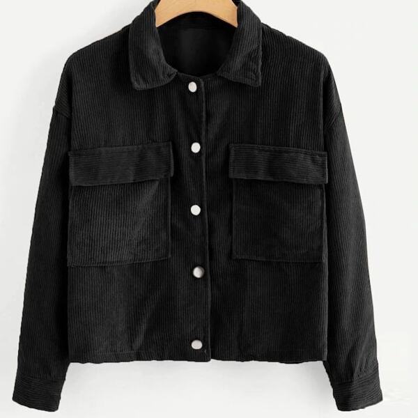 

Plus Pocket Side Corduroy Jacket, Black