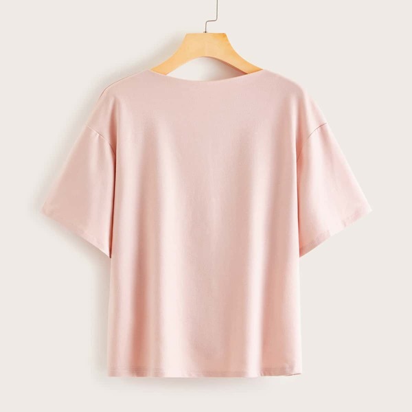 

Drop Shoulder Solid Tee, Pink