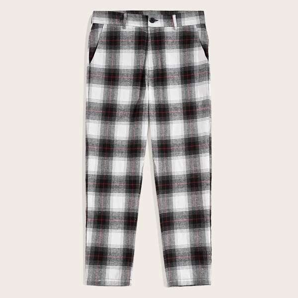 

Men Plaid Print Cigarette Pants, Multicolor