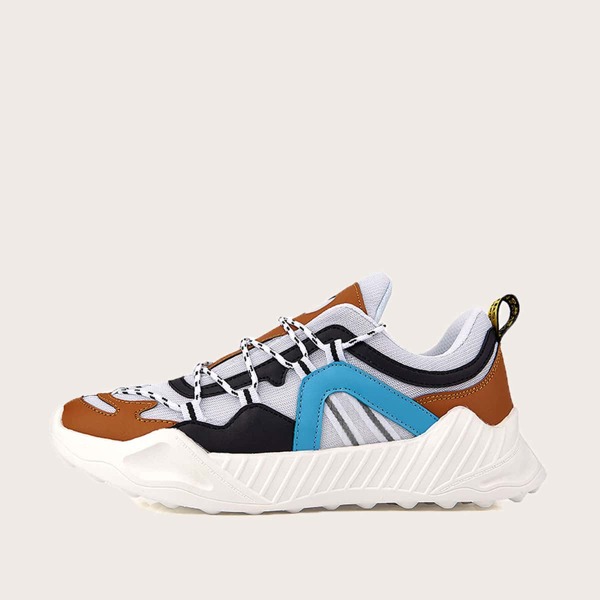 

Men Lace-up Front Chunky Sole Trainers, Multicolor