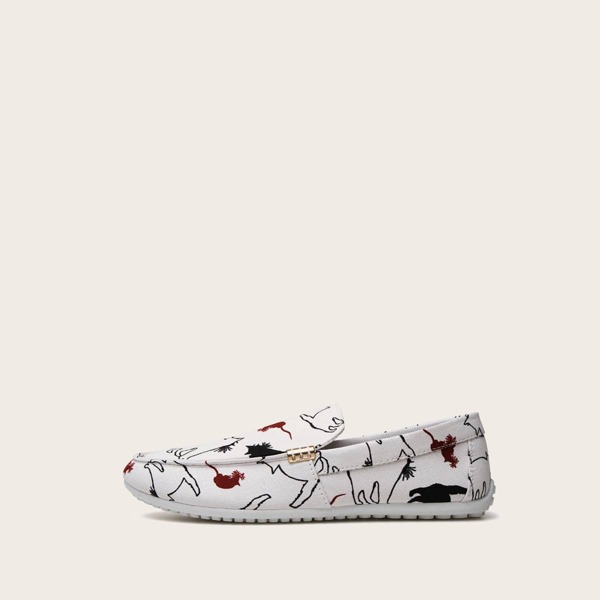 

Men Cat Print Slip On Loafers