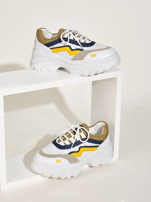 

Lace-up Front Chunky Sole Trainers, Multicolor