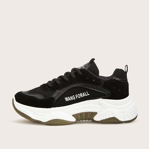 

Lace-up Front Chunky Sole Trainers, Black