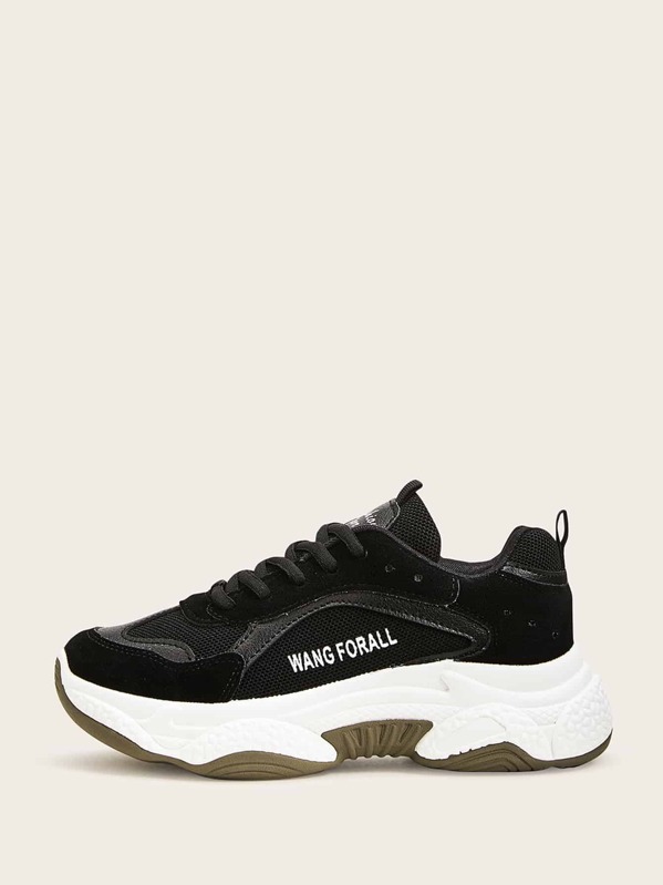 

Lace-up Front Chunky Sole Trainers, Black