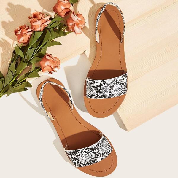 

Snakeskin Print Slingback Sandals, Multicolor