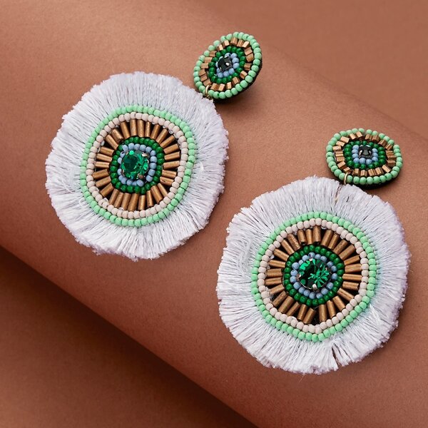 

Double Beaded Circle With Fringe Detail
