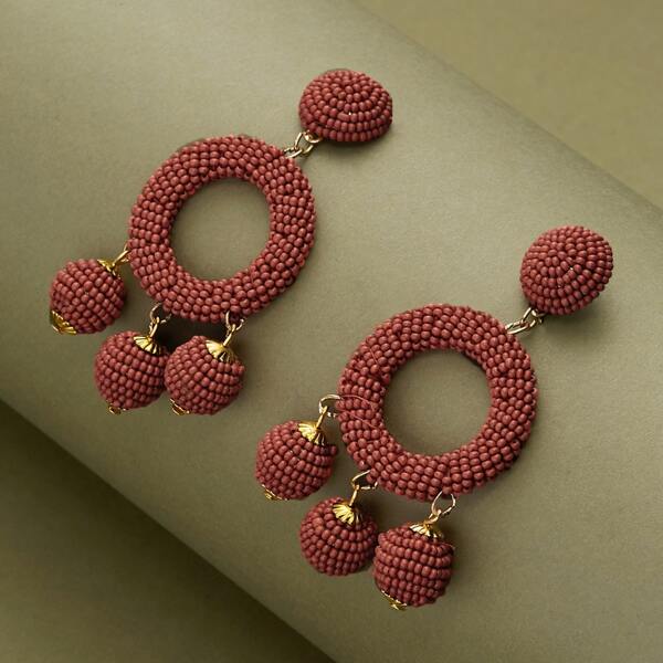 

Beaded Hoop And Large Bead Earrings