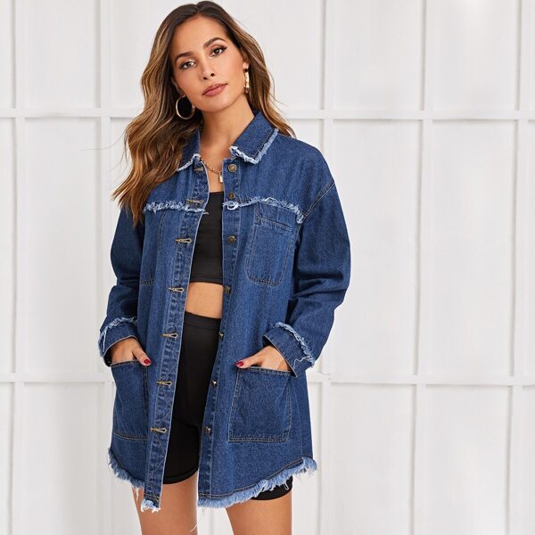 

Raw Trim Pocket Front Denim Coat