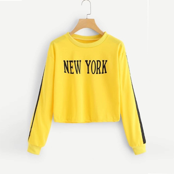 

Plus Letter Print Contrast Tape Sweatshirt