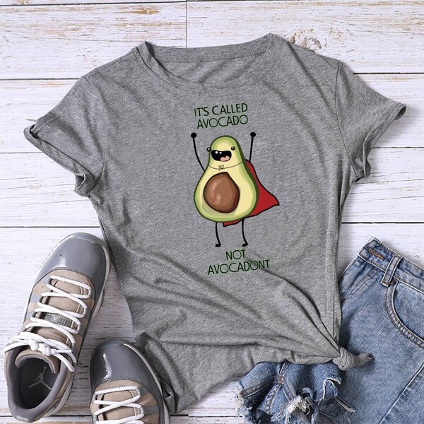 

Letter And Avocado Graphic Tee, Grey