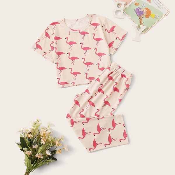 

Toddler Girls Flamingo Print Pajama Set, Multicolor