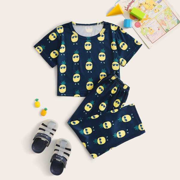 

Toddler Boys Pineapple Print Pajama Set