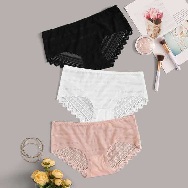 

Floral Lace Panty Set 3pack, Multicolor