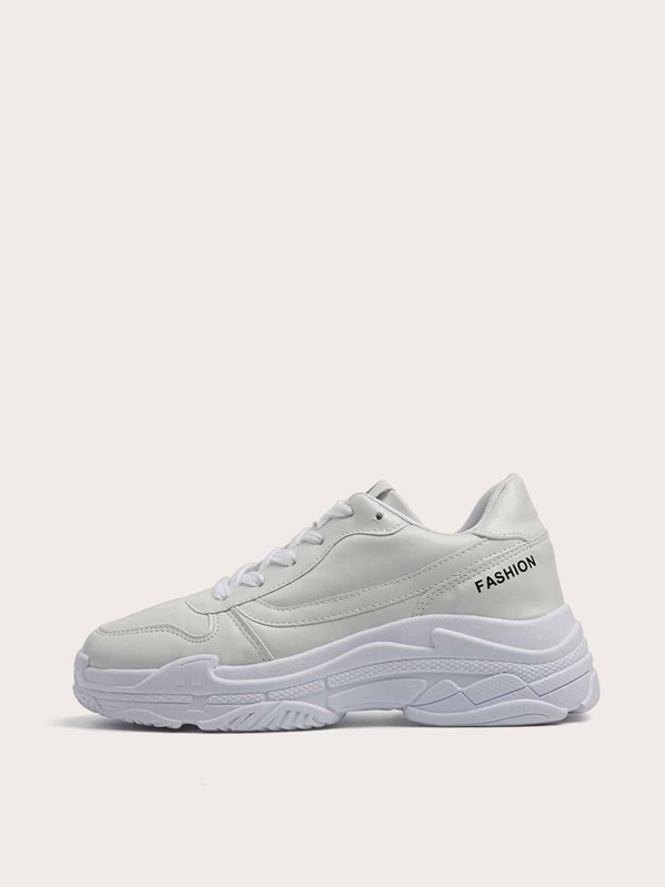 

Lace-up Chunky Sole Sneakers, White