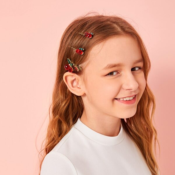Toddler Girls Cherry Decor Hair Clip 3pcs