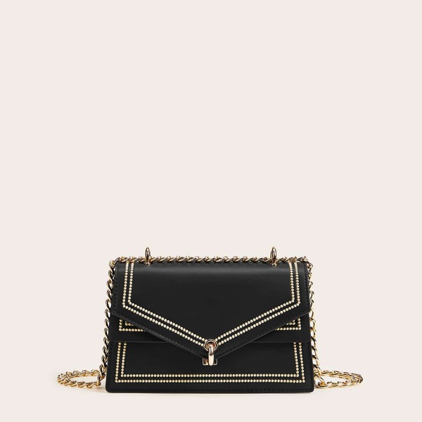 

Flap Chain Crossbody Bag, Black