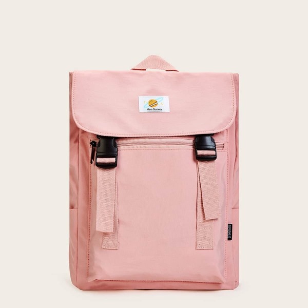 

Double Release Buckle Front Backpack, Pink