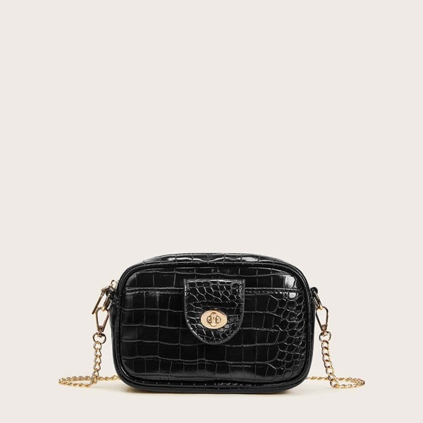

Croc Embossed Chain Crossbody Bag