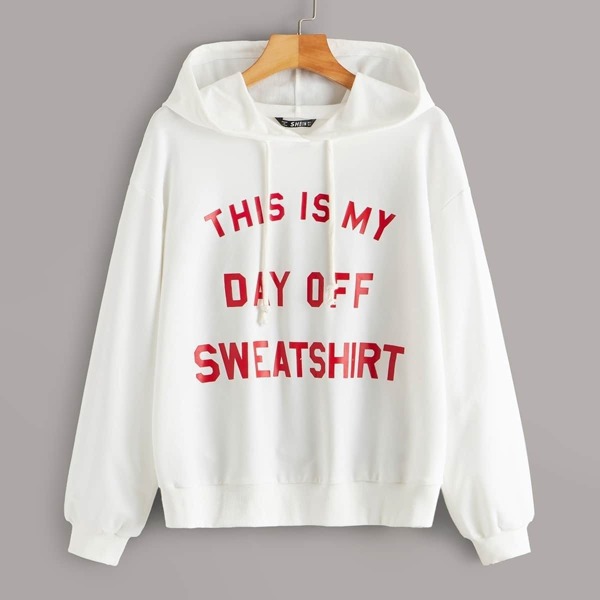

Slogan Graphic Hooded Sweatshirt, White