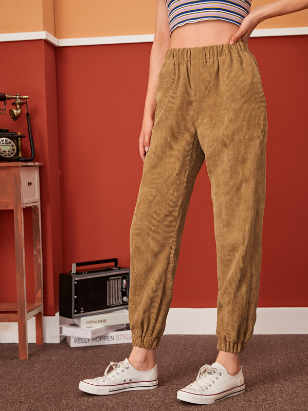 

Pocket Side Tapered Corduroy Pants, Camel, Aleksandra J