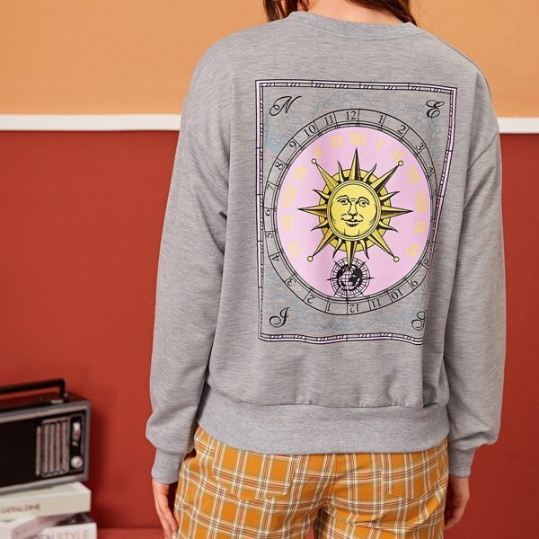 

Time Zone Graphic Drop Shoulder Sweatshirt
