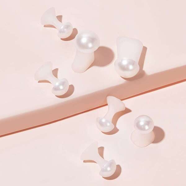 

Faux Pearl Decor Silicone Split Toe 8pcs