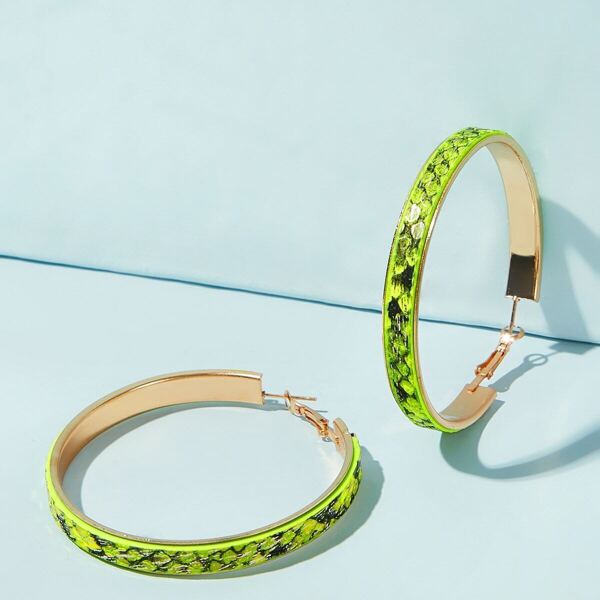 

Snake Embossed Neon Hoop Earrings 1pair