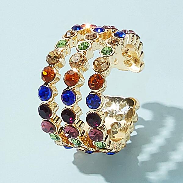 

Wide Rhinestone Engraved Cuff Earrings 1pc, Multicolor