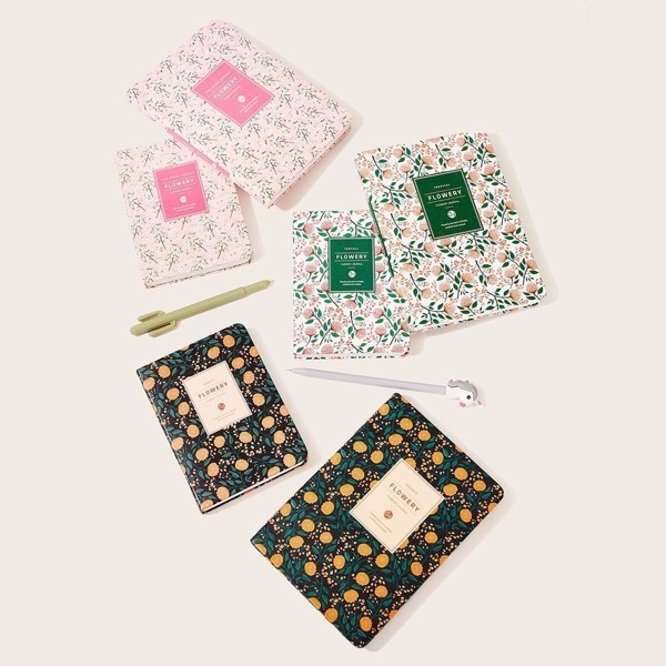 

Floral Overlay Print Cover Notebook 1pc